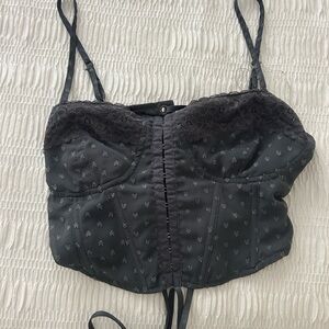 La Hearts Black Lace Crop Top